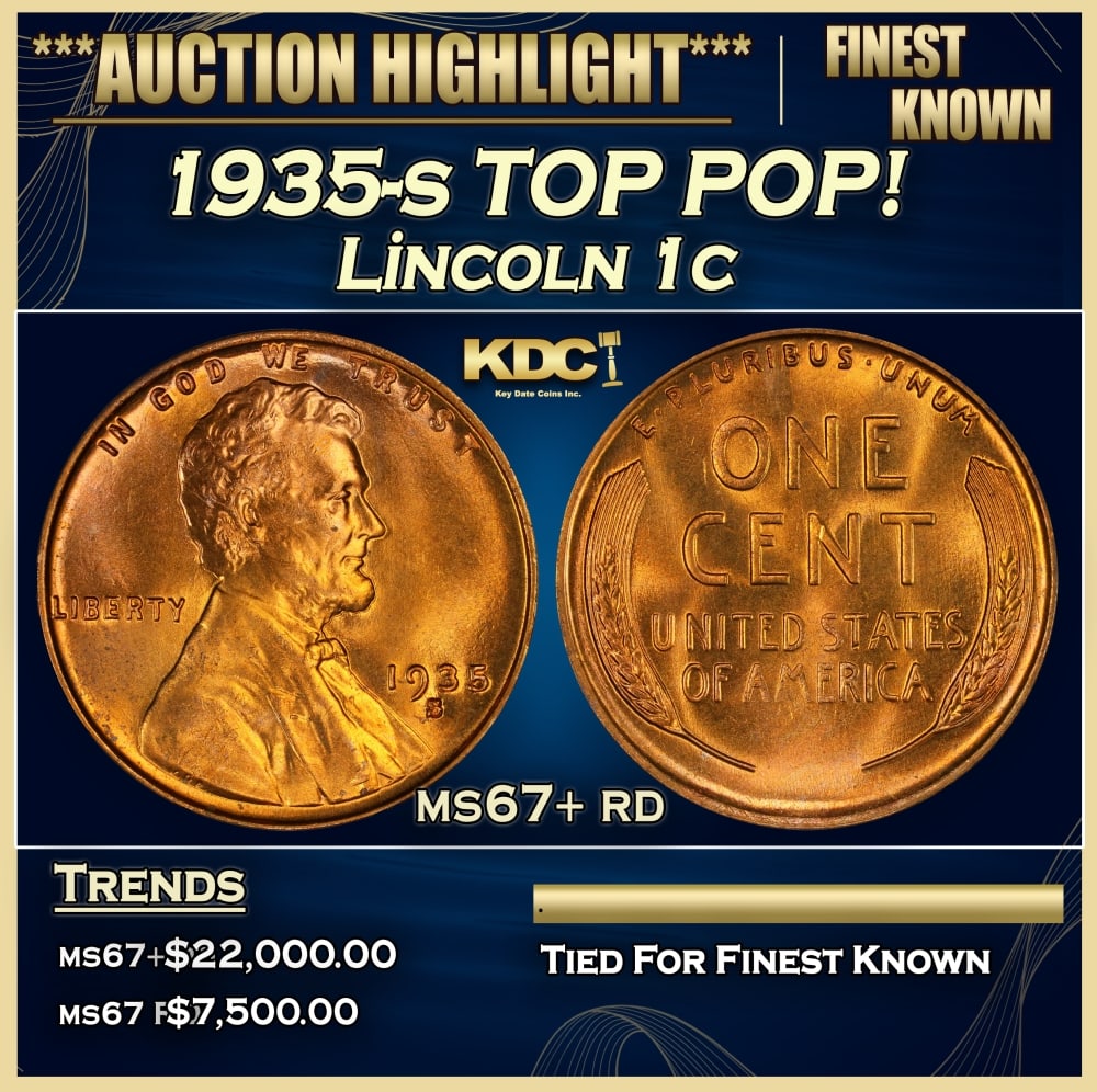 1935-s Lincoln Cent TOP POP! 1c ms67+ rd SEGS: 1935-s TOP POP! Lincoln Cent 1c ms67+ rd SEGS. 0
