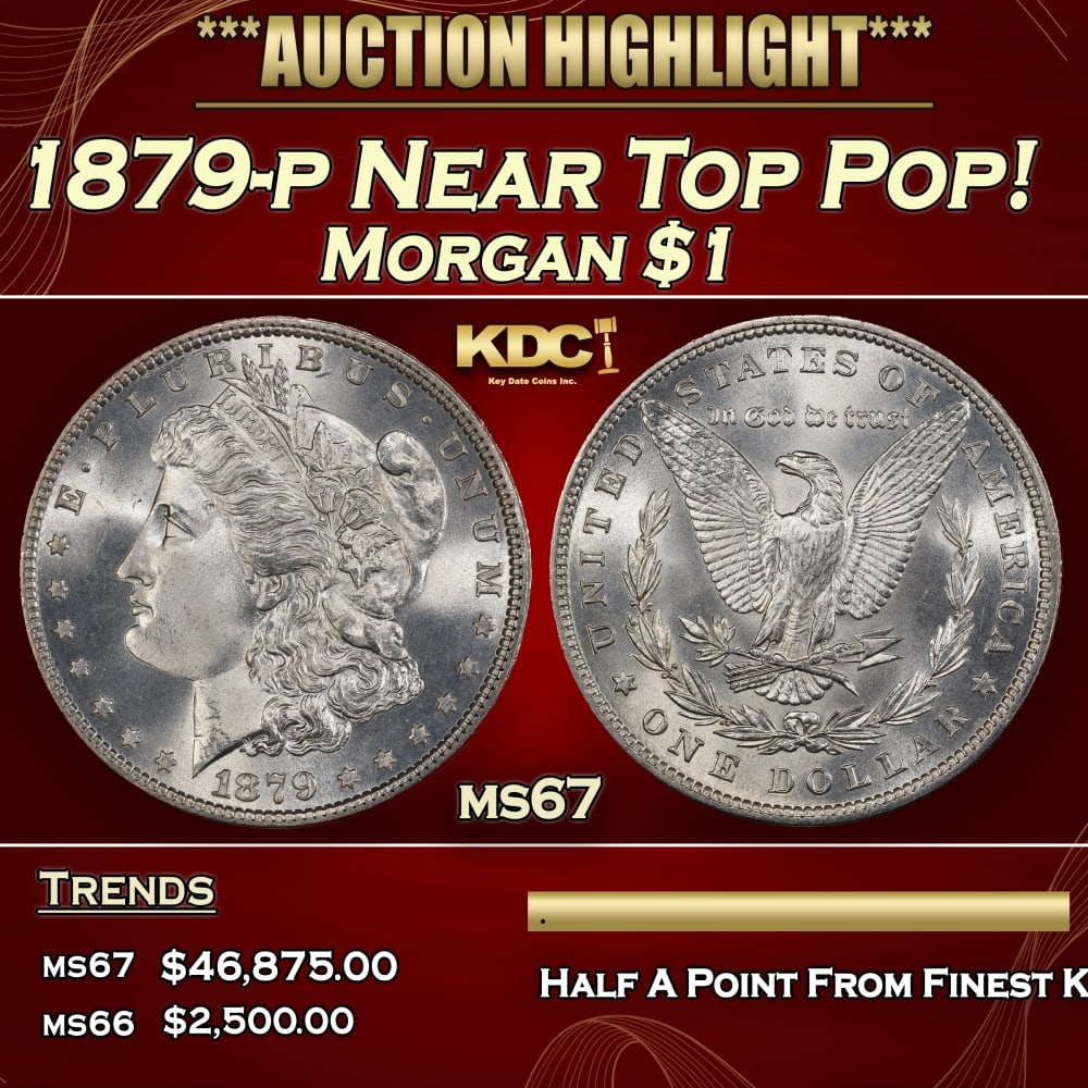 1879-p Morgan Dollar Near Top Pop! $1 ms67 SEGS: 1879-p Near Top Pop! Morgan Dollar $1 ms67 SEGS. 0