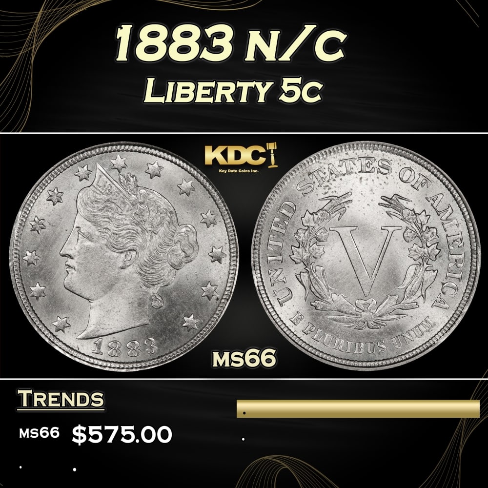 1883 n/c Liberty Nickel 5c Grades ms66: 1883 n/c Liberty Nickel 5c Grades ms66. 0