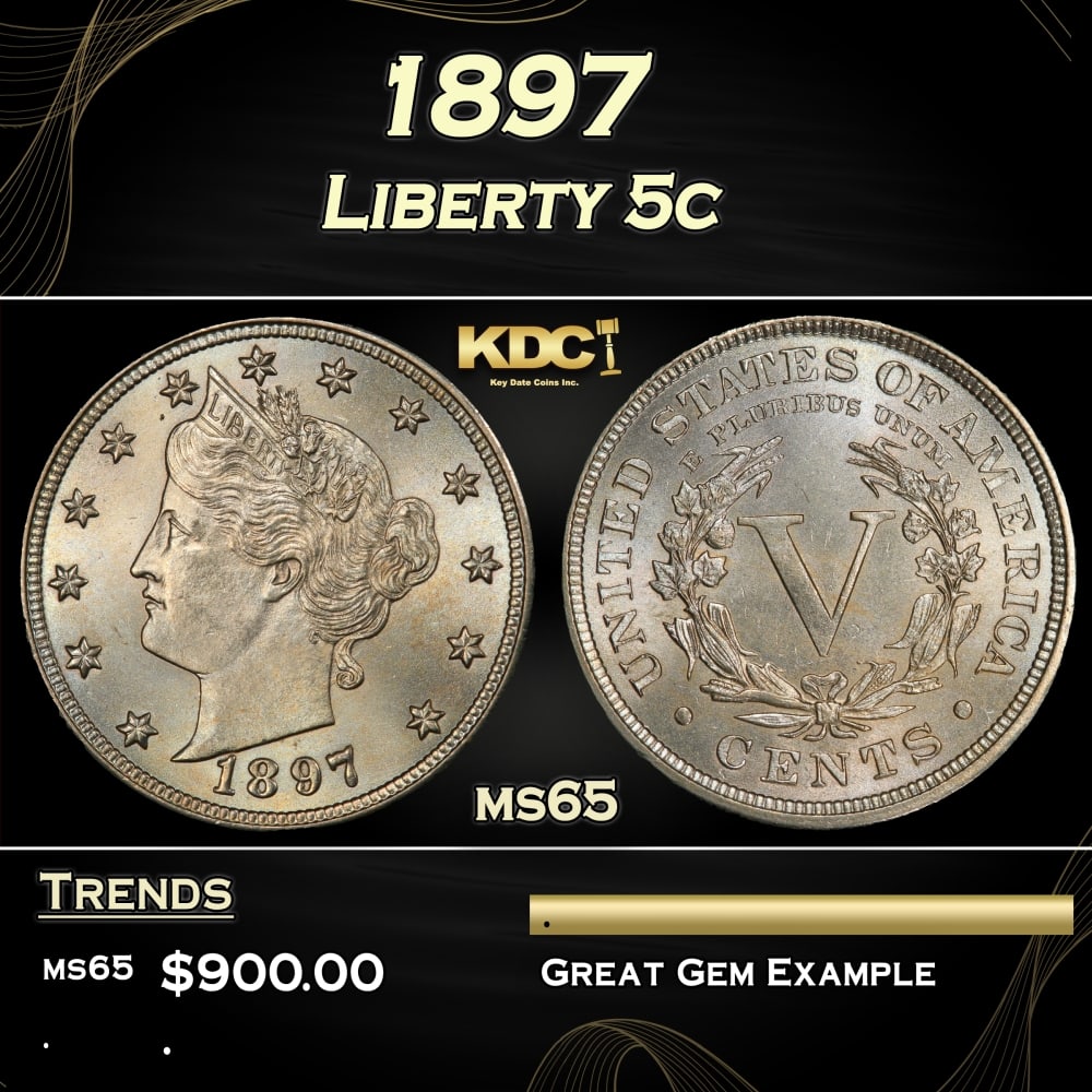 1897 Liberty Nickel 5c Grades ms65: 1897 Liberty Nickel 5c Grades ms65. 0