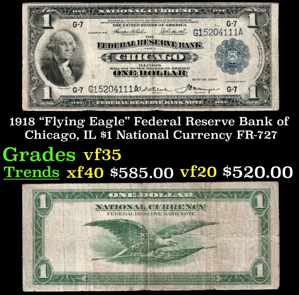 1918 FR-727 $1 National Currency Grades vf++: 1918 FR-727 $1 National Currency Grades vf++.