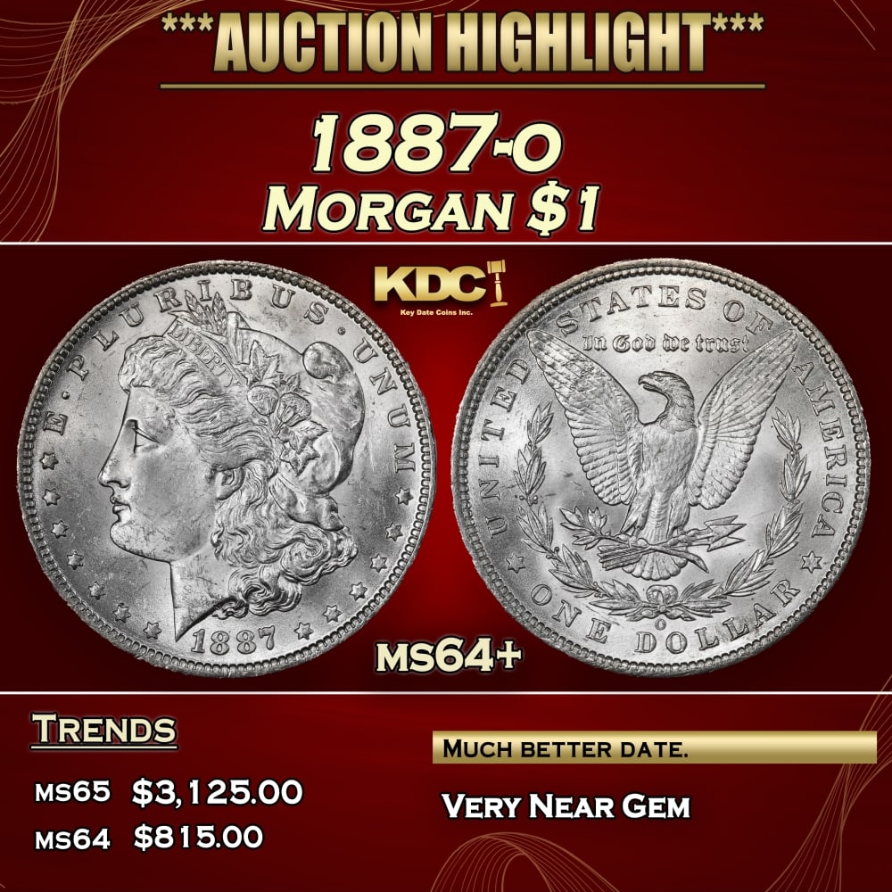 1887-o Morgan Dollar $1 ms64+ SEGS: 1887-o Morgan Dollar $1 ms64+ SEGS. 0