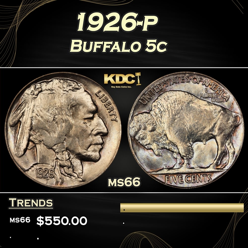 1926-p Buffalo Nickel 5c Grades ms66: 1926-p Buffalo Nickel 5c Grades ms66.