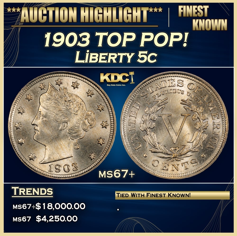 1903 Liberty Nickel TOP POP! 5c ms67+ SEGS: 1903 TOP POP! Liberty Nickel 5c ms67+ SEGS. 0