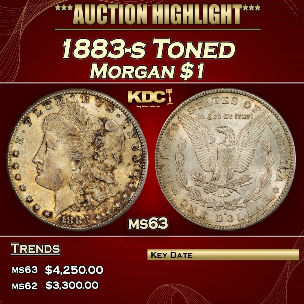 1883-s Morgan Dollar Toned $1 ms63 USCG: 1883-s Toned Morgan Dollar $1 ms63 USCG. 0