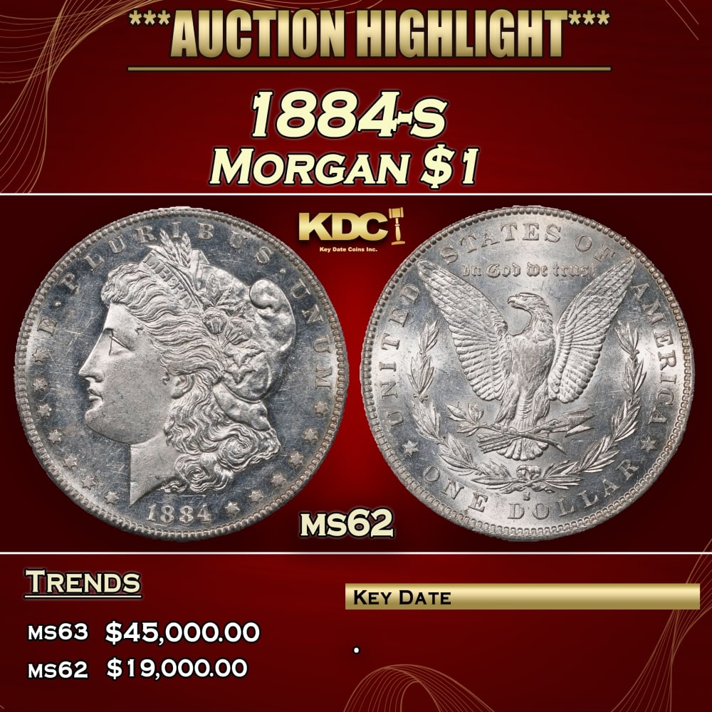 1884-s Morgan Dollar $1 ms62 USCG: 1884-s Morgan Dollar $1 ms62 USCG. 0