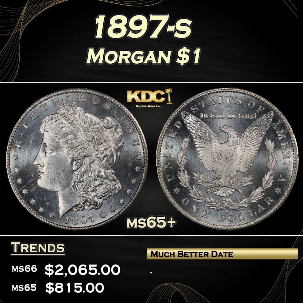 1897-s Morgan Dollar $1 ms65+ SEGS: 1897-s Morgan Dollar $1 ms65+ SEGS. 0