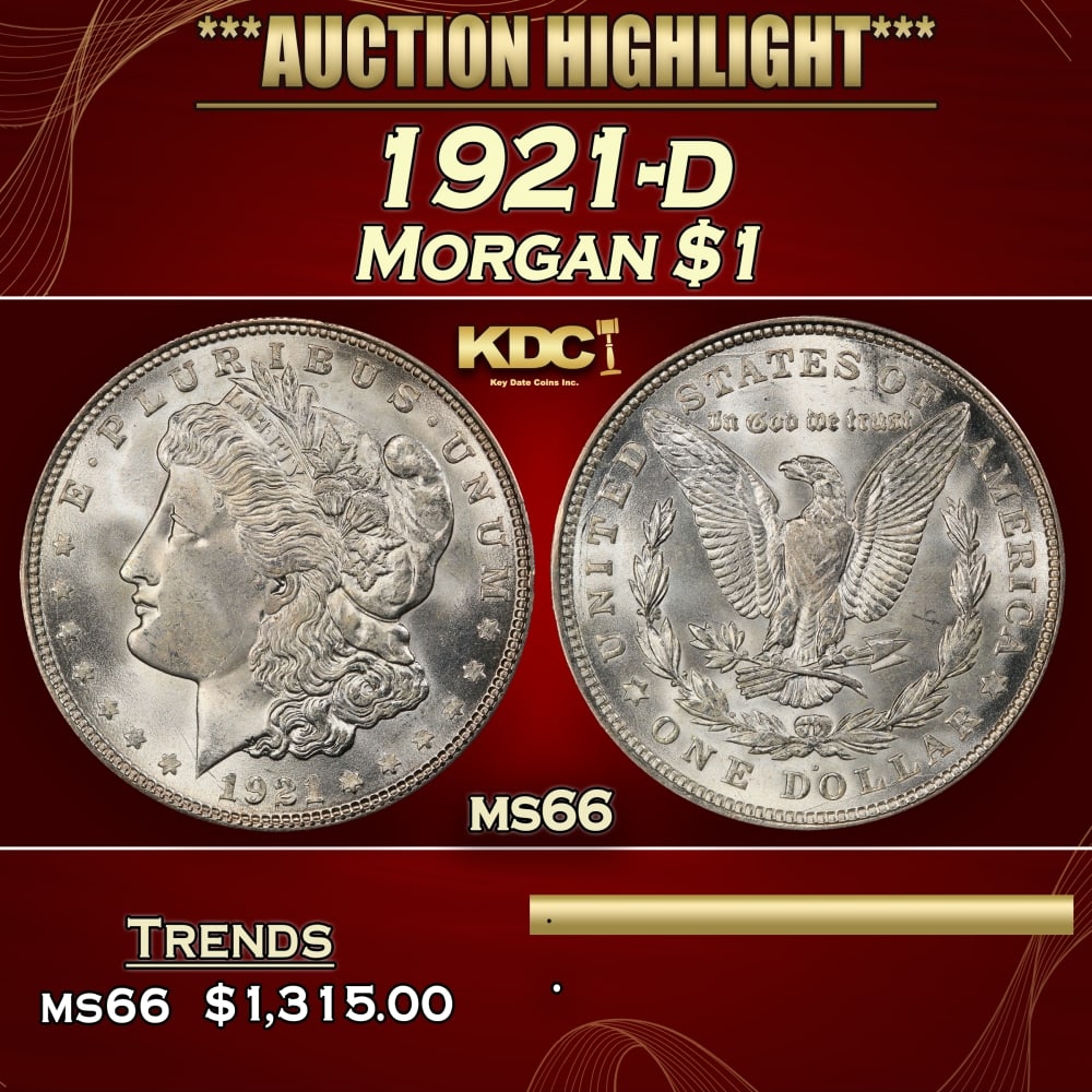 1921-d Morgan Dollar $1 ms66 SEGS: 1921-d Morgan Dollar $1 ms66 SEGS. 0
