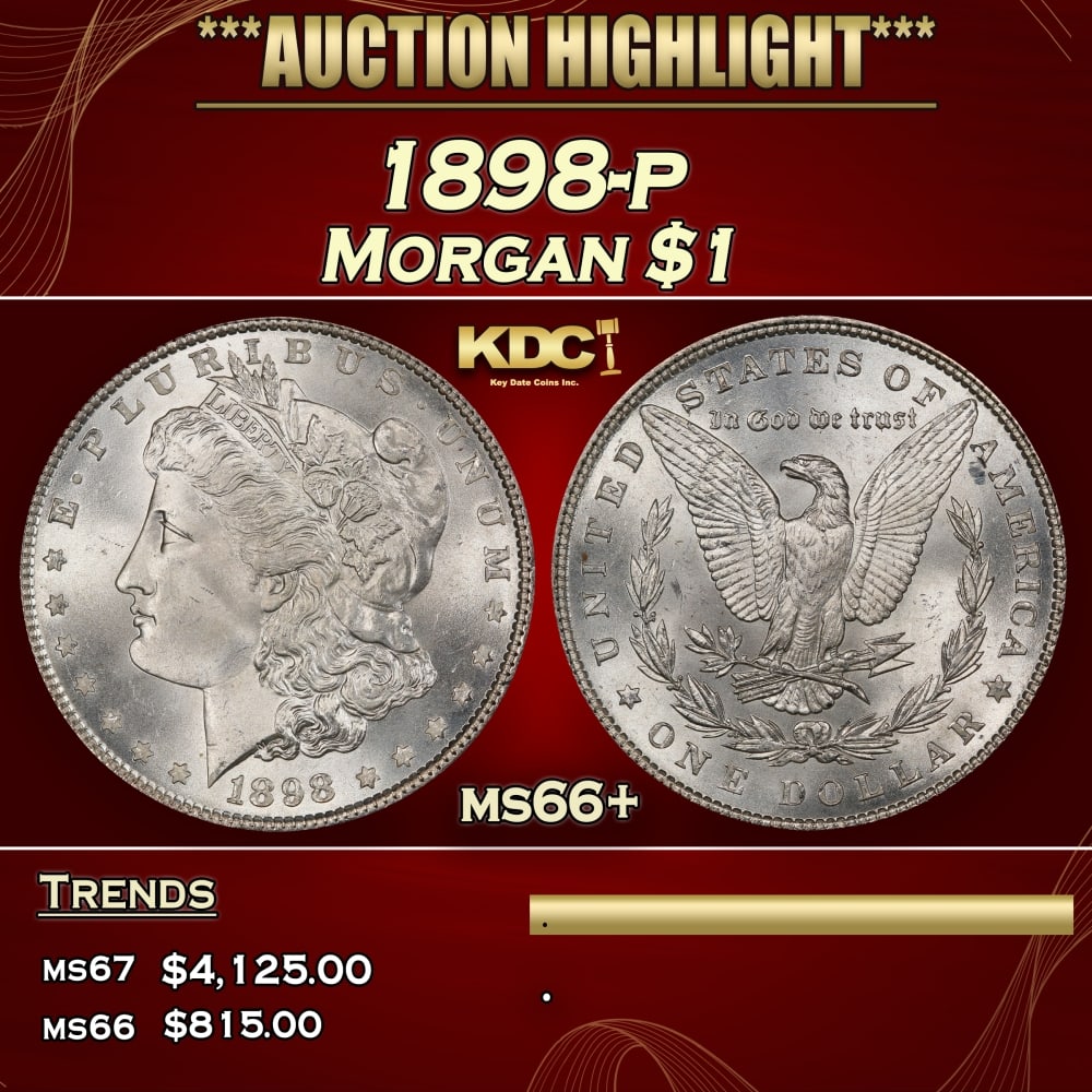 1898-p Morgan Dollar $1 ms66+ SEGS: 1898-p Morgan Dollar $1 ms66+ SEGS. 0