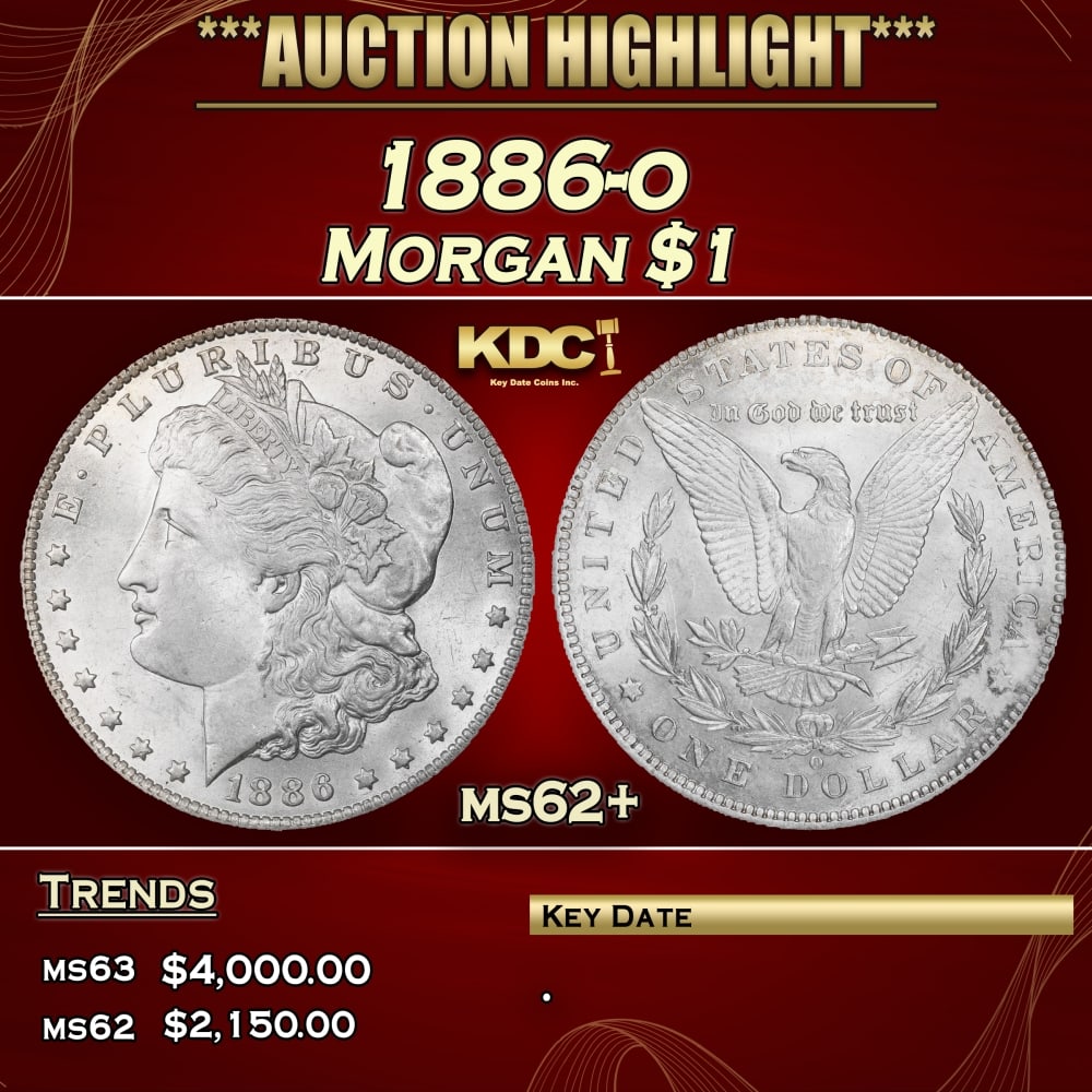 1886-o Morgan Dollar $1 ms62+ USCG: 1886-o Morgan Dollar $1 ms62+ USCG. 0
