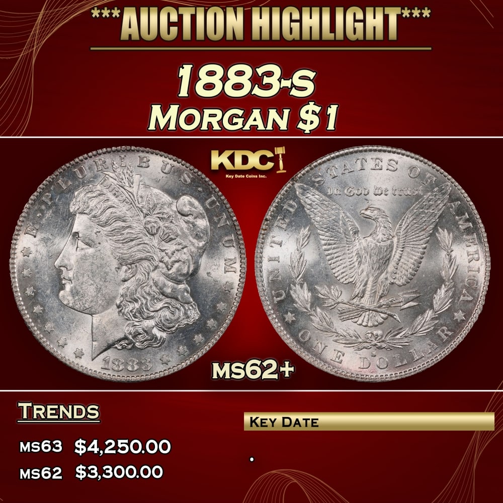1883-s Morgan Dollar $1 ms62+ USCG: 1883-s Morgan Dollar $1 ms62+ USCG. 0