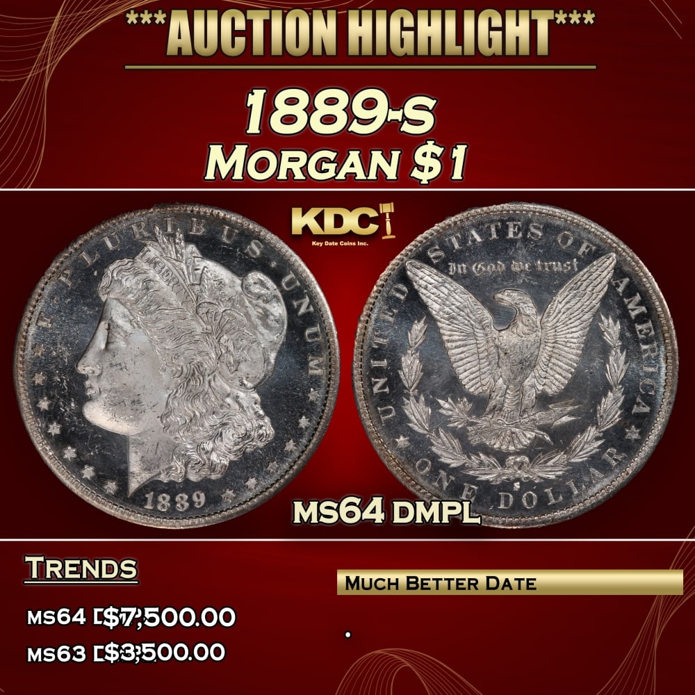 1889-s Morgan Dollar $1 ms64 dmpl SEGS: 1889-s Morgan Dollar $1 ms64 dmpl SEGS. 0