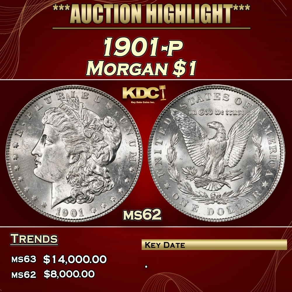 1901-p Morgan Dollar $1 ms62 USCG: 1901-p Morgan Dollar $1 ms62 USCG. 0