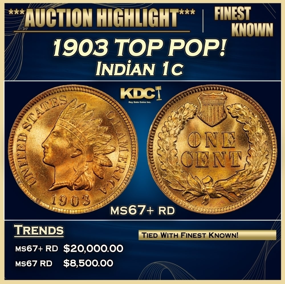 1903 Indian Cent TOP POP! 1c ms67+ rd SEGS: 1903 TOP POP! Indian Cent 1c ms67+ rd SEGS. 0