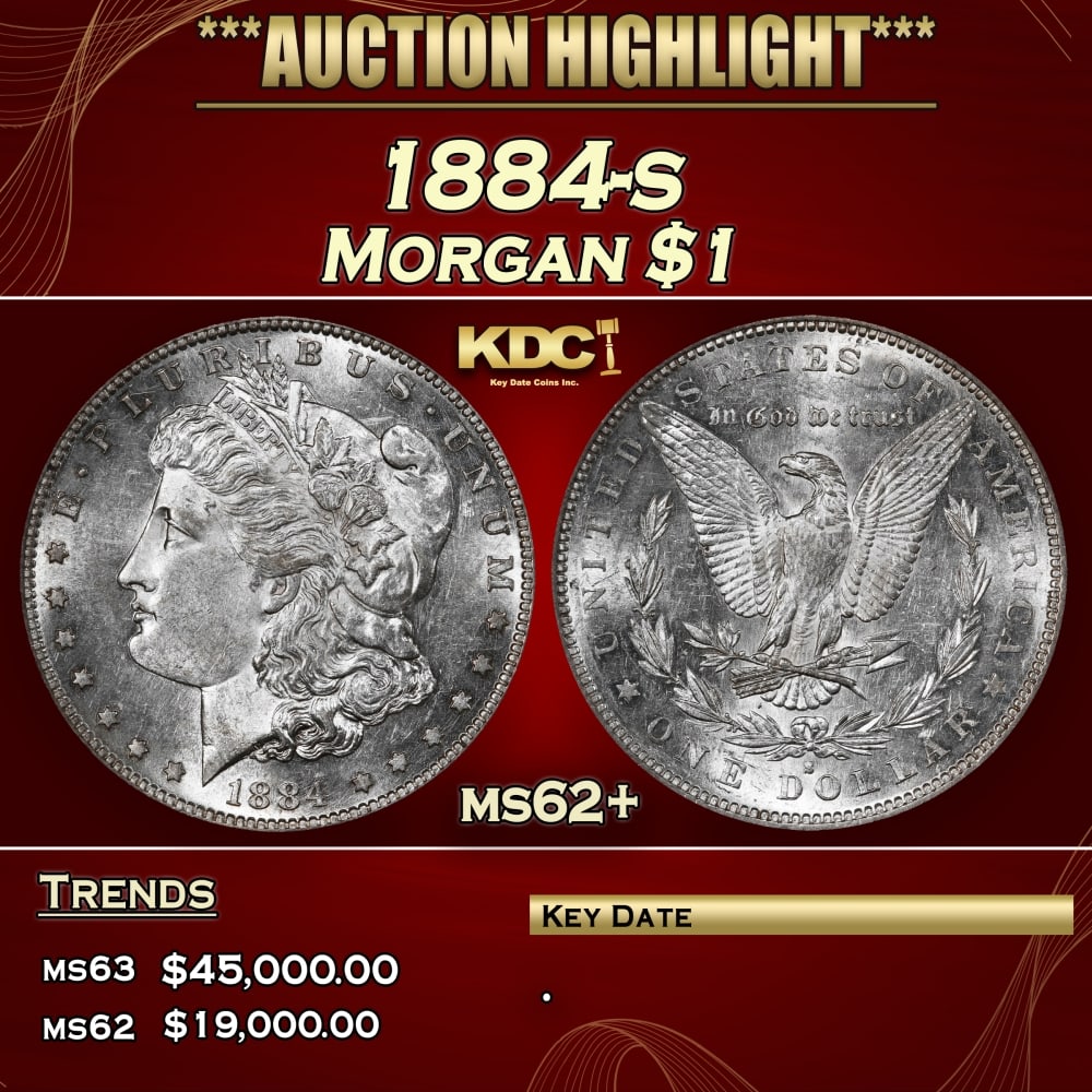 1884-s Morgan Dollar $1 ms62+ USCG: 1884-s Morgan Dollar $1 ms62+ USCG. 0