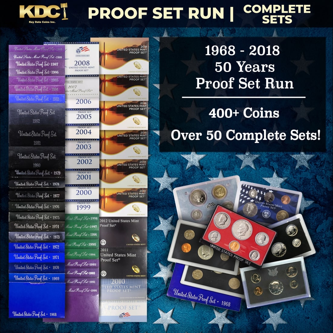 1968-2018 50 Years Proof Set Run - 408 Coins, 51 Complete Sets: 1968-2018 50 Years Proof Set Run - 408 Coins, 51 Complete Sets. 1968-2018 50 Years Proof Set Run - 408 Coins, 51 Complete Sets. The 2009 mint and proof sets had the highest number of coins and highest