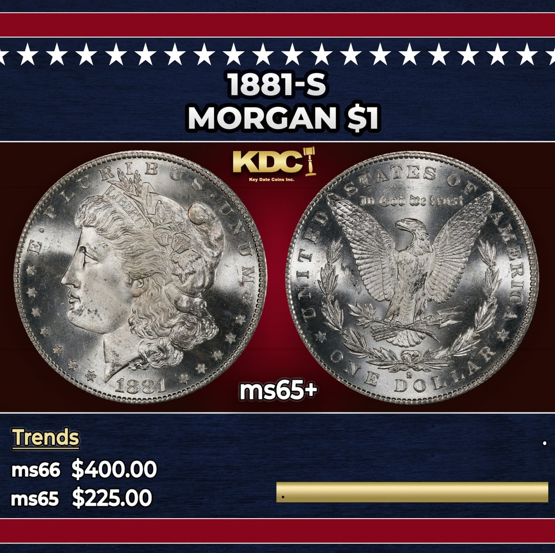 1881-s Morgan Dollar $1 Grades ms65+: 1881-s Morgan Dollar $1 Grades ms65+.