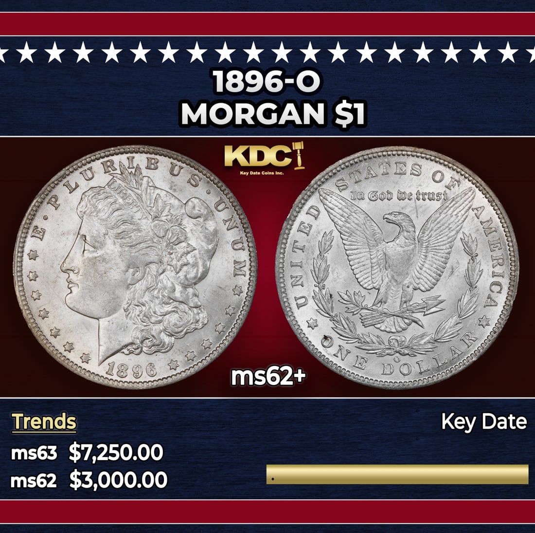 1896-o Morgan Dollar $1 ms62+ USCG (1 of 3)