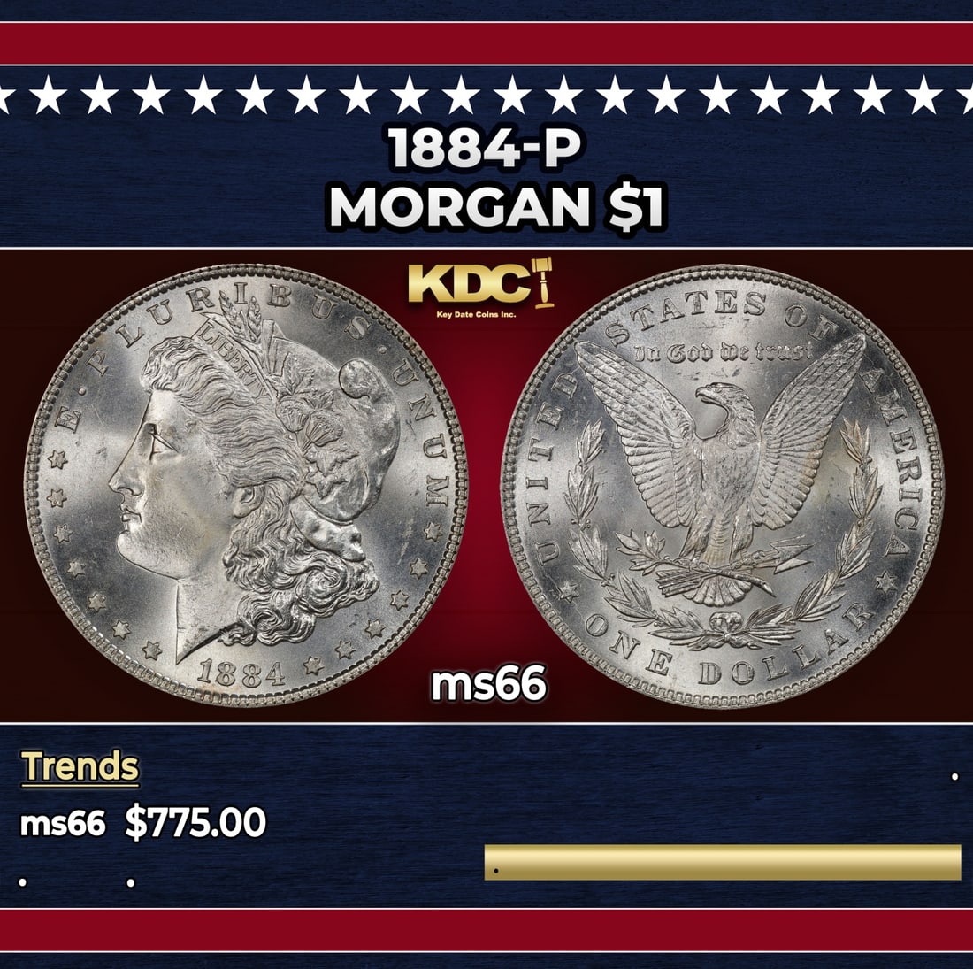 1884-p Morgan Dollar $1 Grades ms66: 1884-p Morgan Dollar $1 Grades ms66.