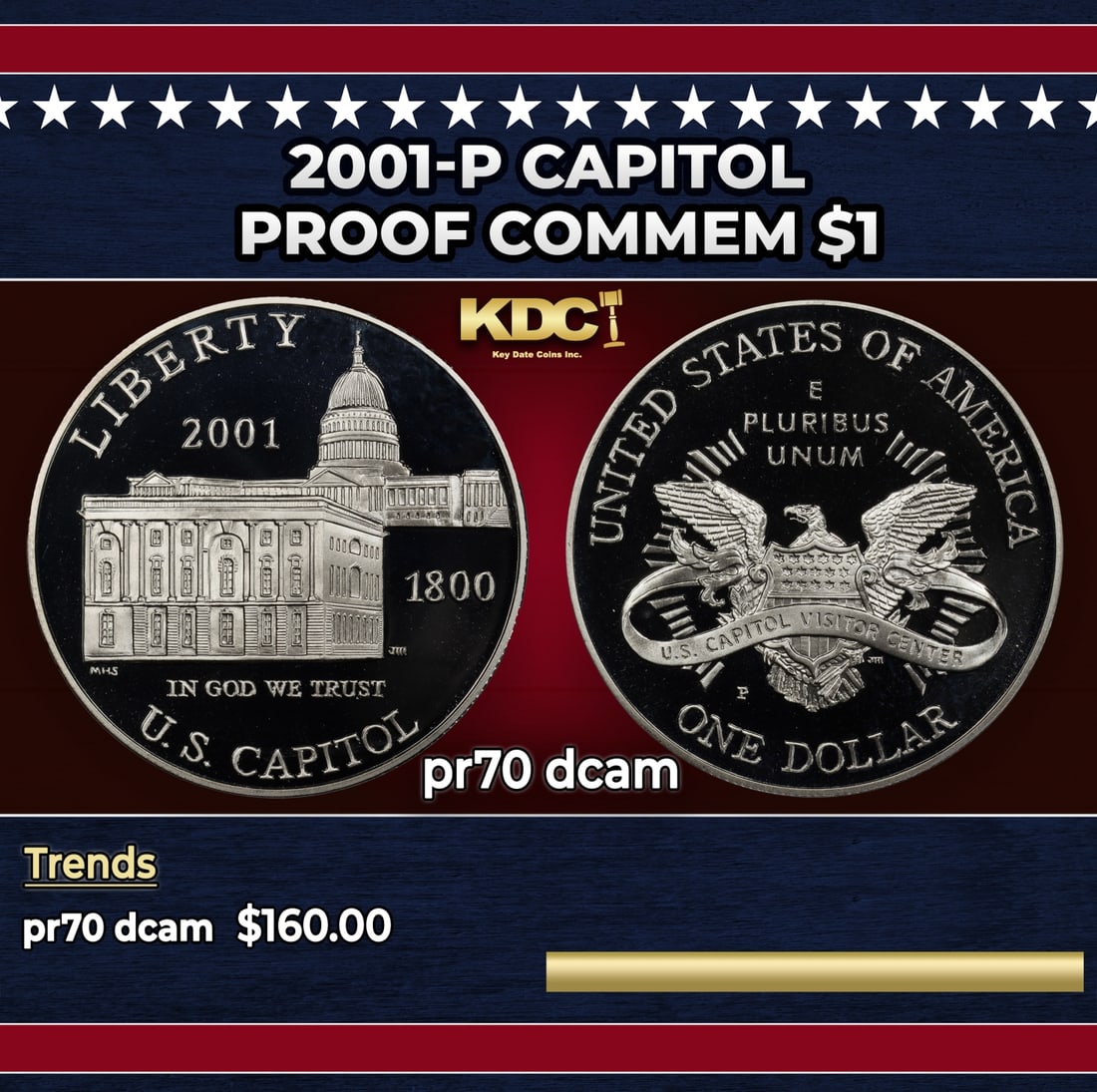 2001-P Capitol Proof Modern Commem Dollar $1 pr70 dcam SEGS: 2001-P Capitol Modern Commem Dollar $1 pr70 dcam SEGS. Historic precious metal trends is causing increased spot pricing by the day. On auctions with set openings, we are doing our best to have items p