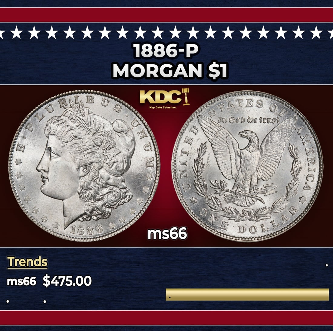 1886-p Morgan Dollar $1 Grades ms66: 1886-p Morgan Dollar $1 Grades ms66.