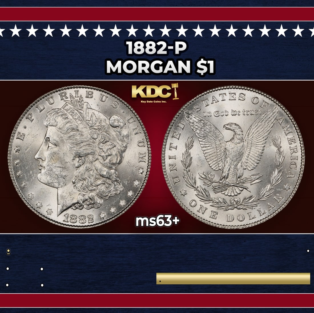 1882-p Morgan Dollar $1 Grades ms63+ (1 of 3)
