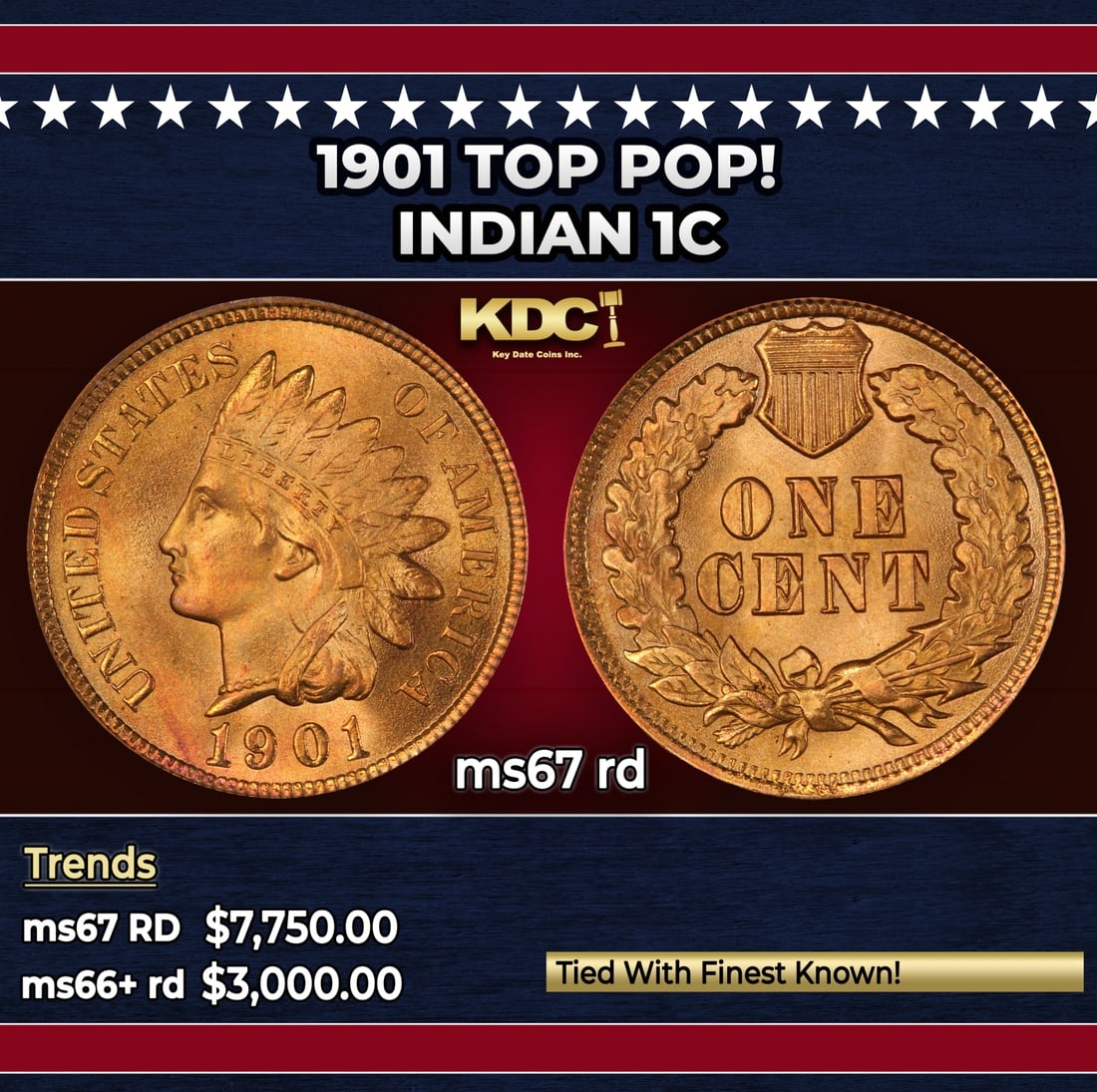 1901 Indian Cent TOP POP! 1c ms67 rd SEGS (1 of 3)