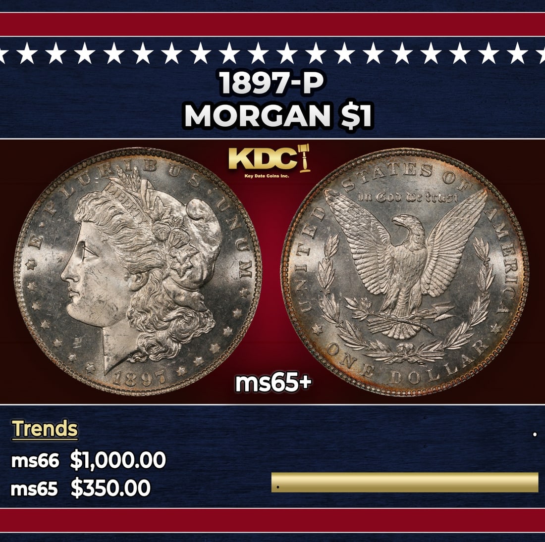 1897-p Morgan Dollar $1 Grades ms65+: 1897-p Morgan Dollar $1 Grades ms65+.