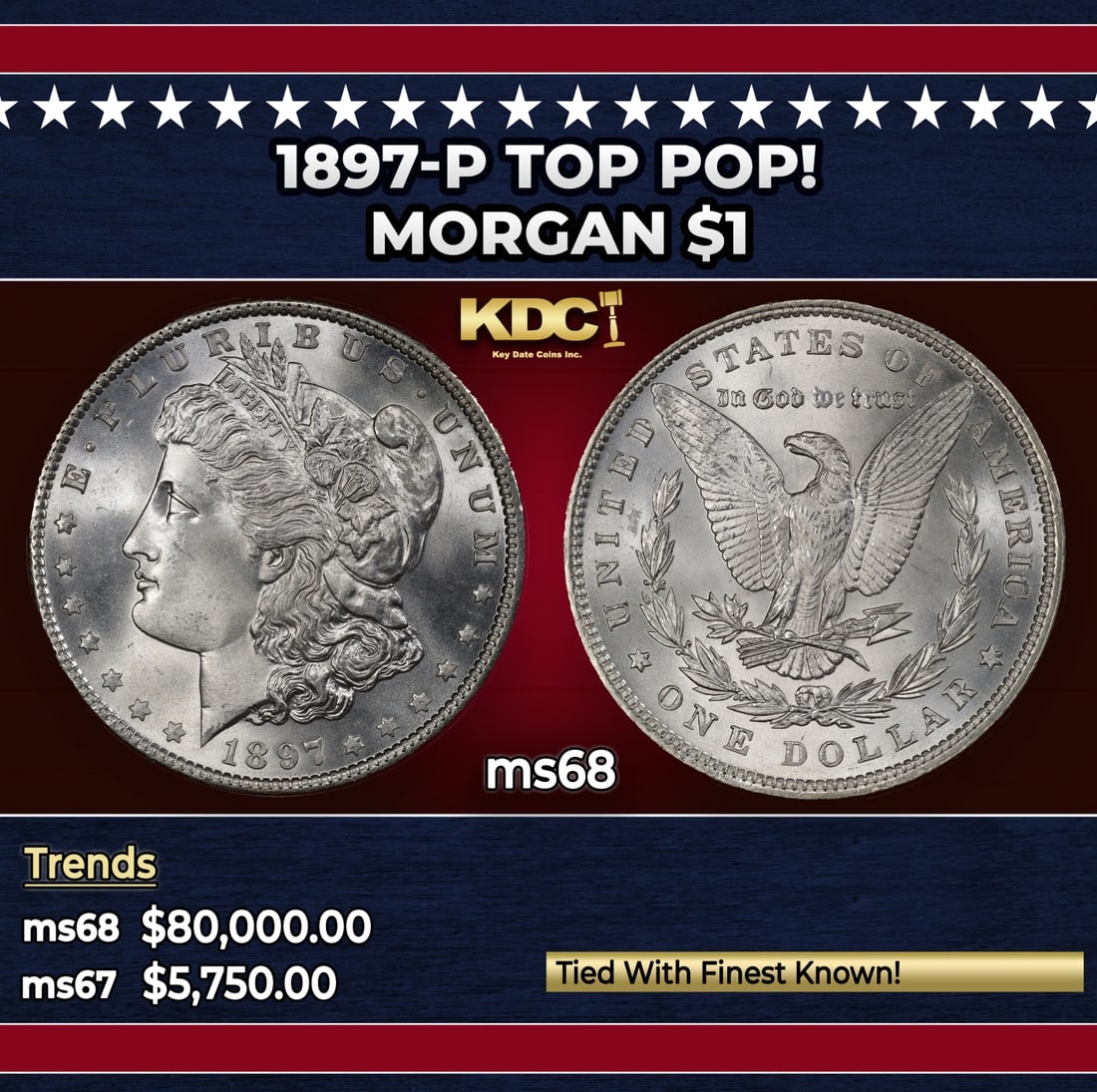 1897-p Morgan Dollar TOP POP! $1 ms68 SEGS: 1897-p TOP POP! Morgan Dollar $1 ms68 SEGS.