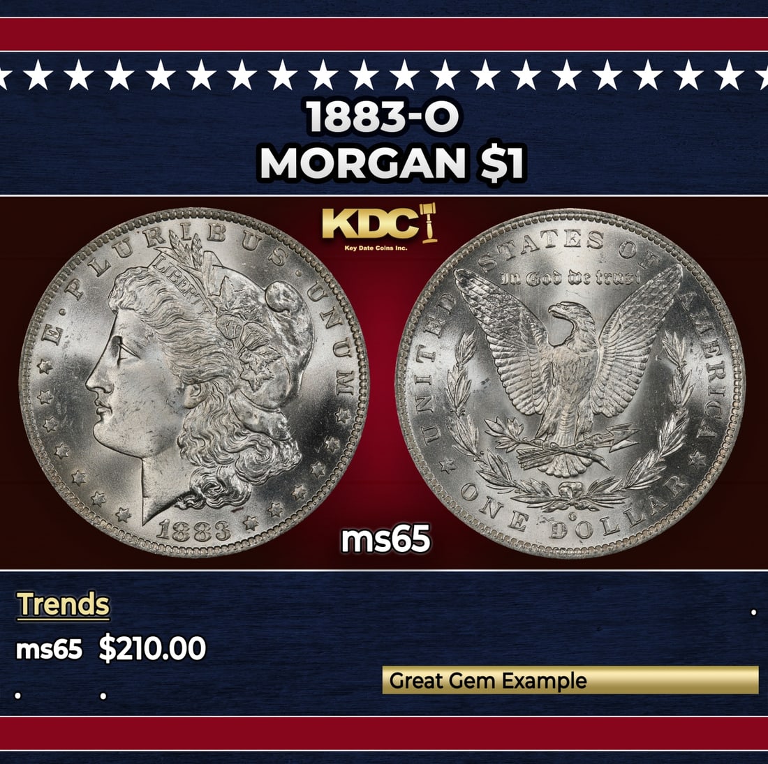 1883-o Morgan Dollar $1 Grades ms65 (1 of 3)