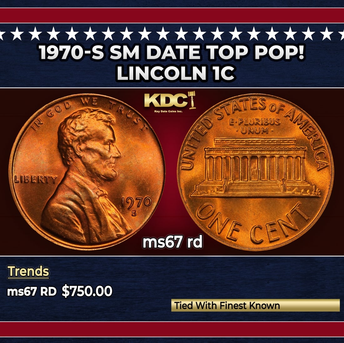 1970-s Sm Date Lincoln Cent TOP POP! 1c ms67 rd SEGS (1 of 3)
