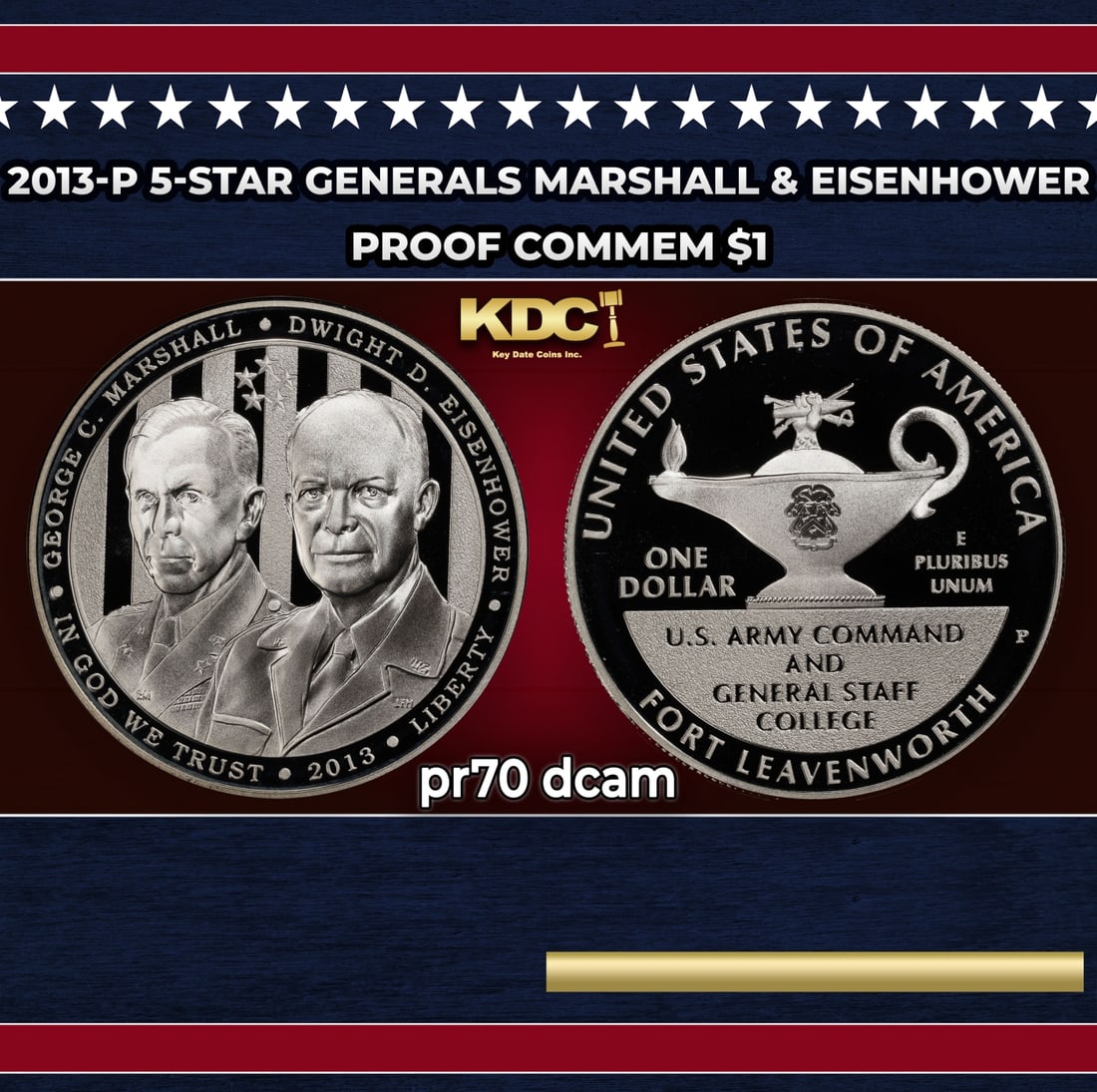2013-P 5-Star Generals Marshall & Eisenhower Proof Modern Commem Dollar $1 pr70 dcam SEGS (1 of 3)