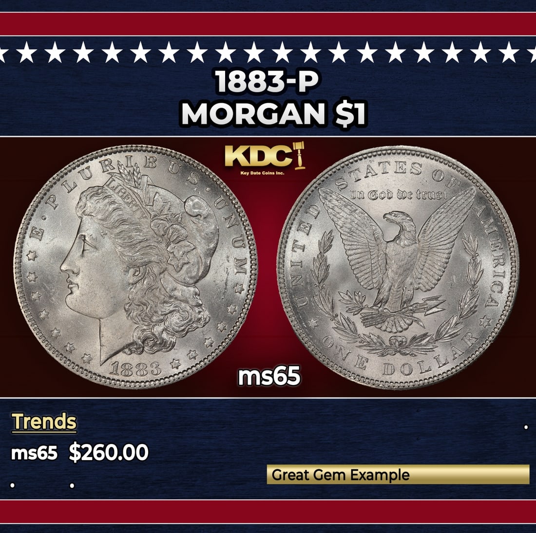 1883-p Morgan Dollar $1 Grades ms65: 1883-p Morgan Dollar $1 Grades ms65.
