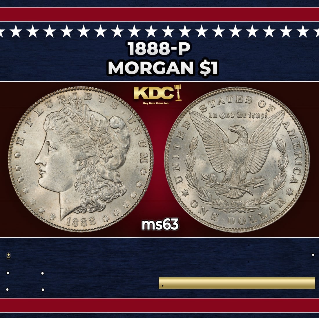 1888-p Morgan Dollar $1 Grades ms63 (1 of 3)