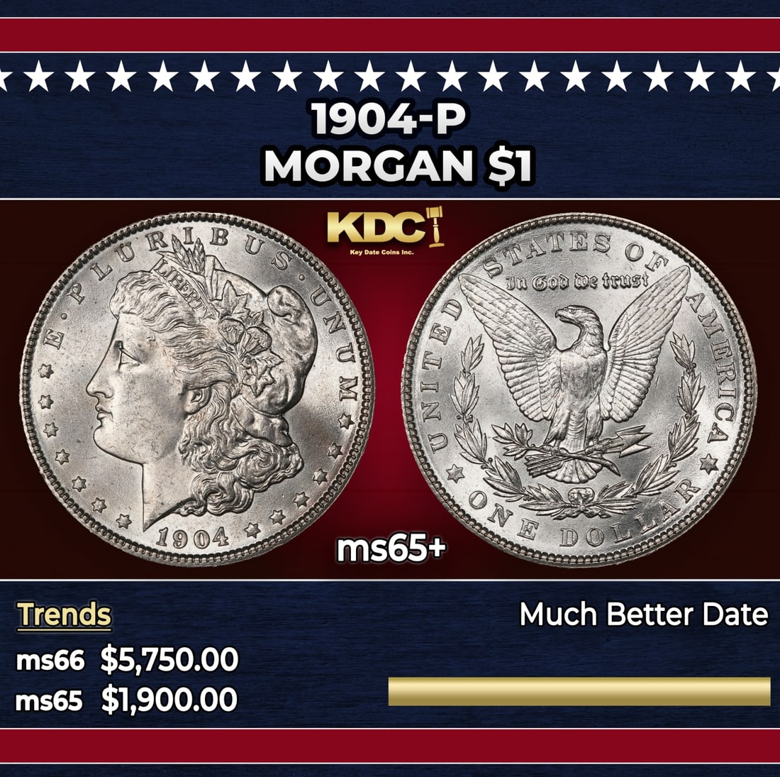 1904-p Morgan Dollar $1 ms65+ SEGS (1 of 3)