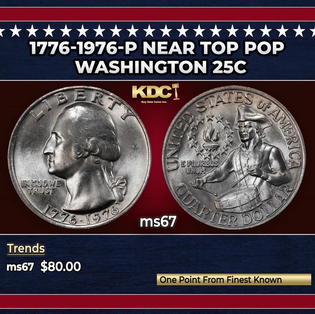1776-1976-p Washington Quarter Near Top Pop 25c ms67 SEGS (1 of 3)