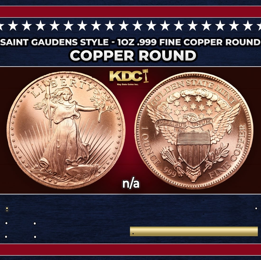 Saint Gaudens Style - 1oz .999 Fine Copper Round: Saint Gaudens Style - 1oz .999 Fine Copper Round. Historic precious metal trends is causing increased spot pricing by the day. On auctions with set openings, we are doing our best to have items