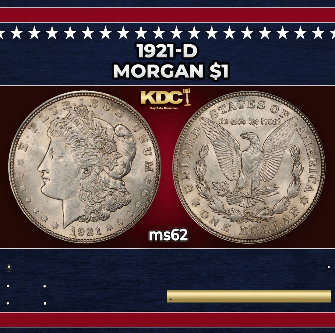 1921-d Morgan Dollar $1 Grades ms62: 1921-d Morgan Dollar $1 Grades ms62.