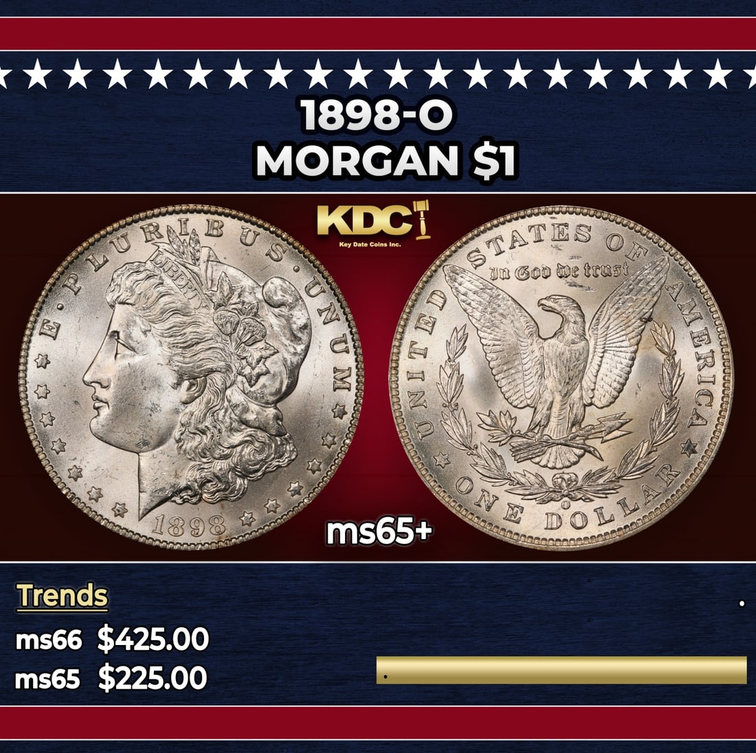 1898-o Morgan Dollar $1 Grades ms65+: 1898-o Morgan Dollar $1 Grades ms65+.