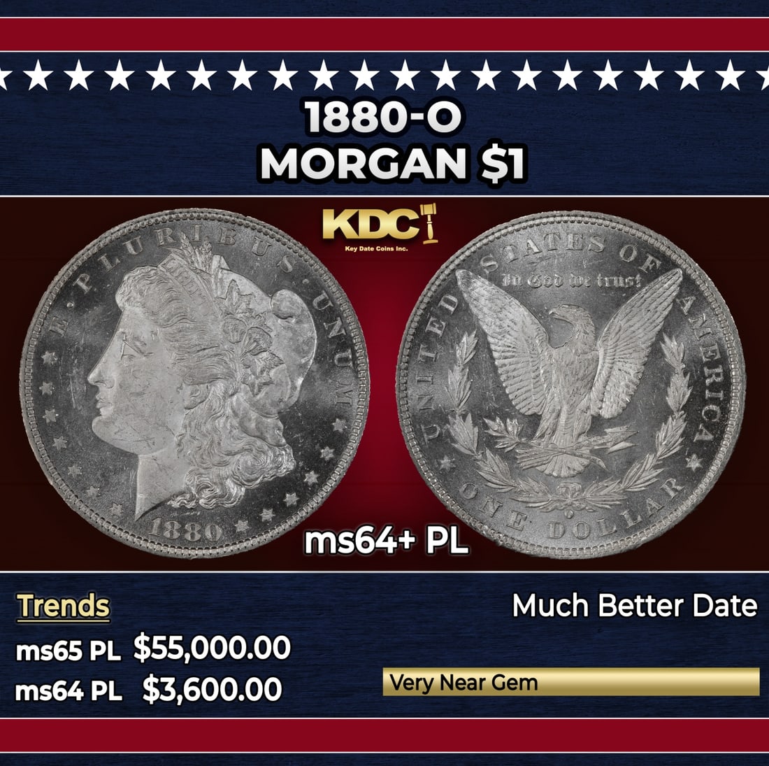 1880-o Morgan Dollar $1 ms64+ PL SEGS (1 of 4)