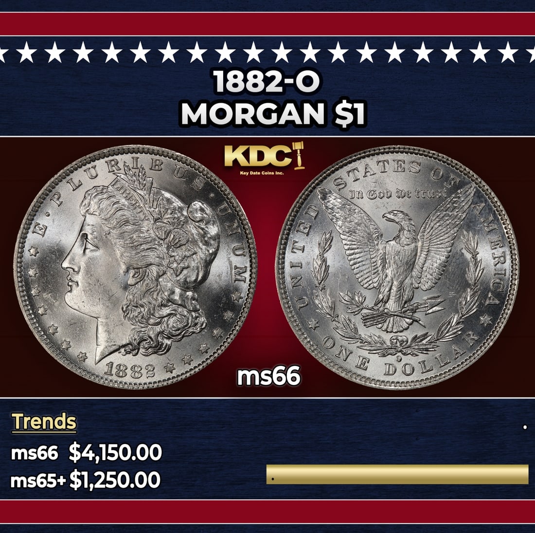 1882-o Morgan Dollar $1 ms66 SEGS: 1882-o Morgan Dollar $1 ms66 SEGS.
