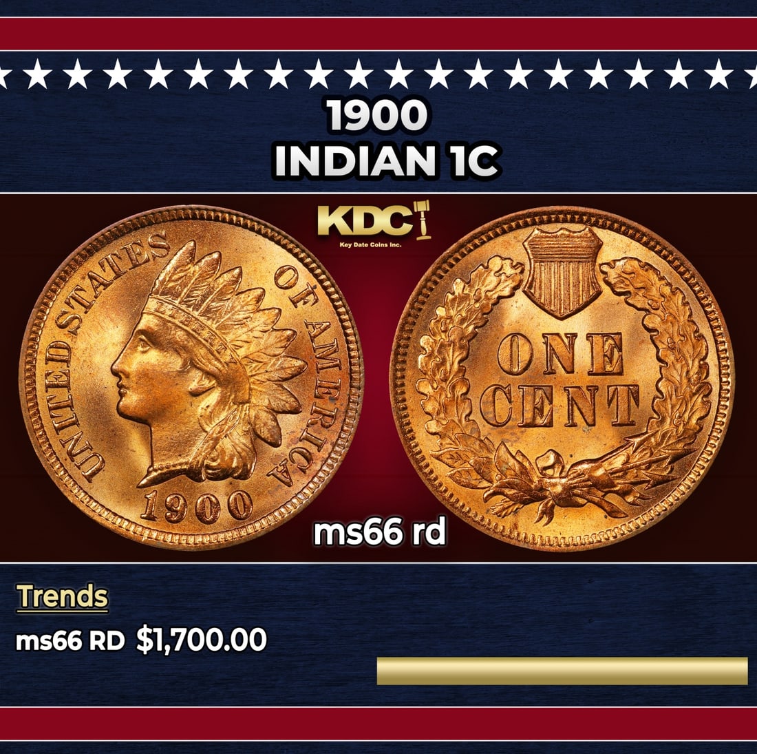 1900 Indian Cent 1c ms66 rd SEGS: 1900 Indian Cent 1c ms66 rd SEGS. Historic precious metal trends is causing increased spot pricing by the day. On auctions with set openings, we are doing our best to have items priced at their market
