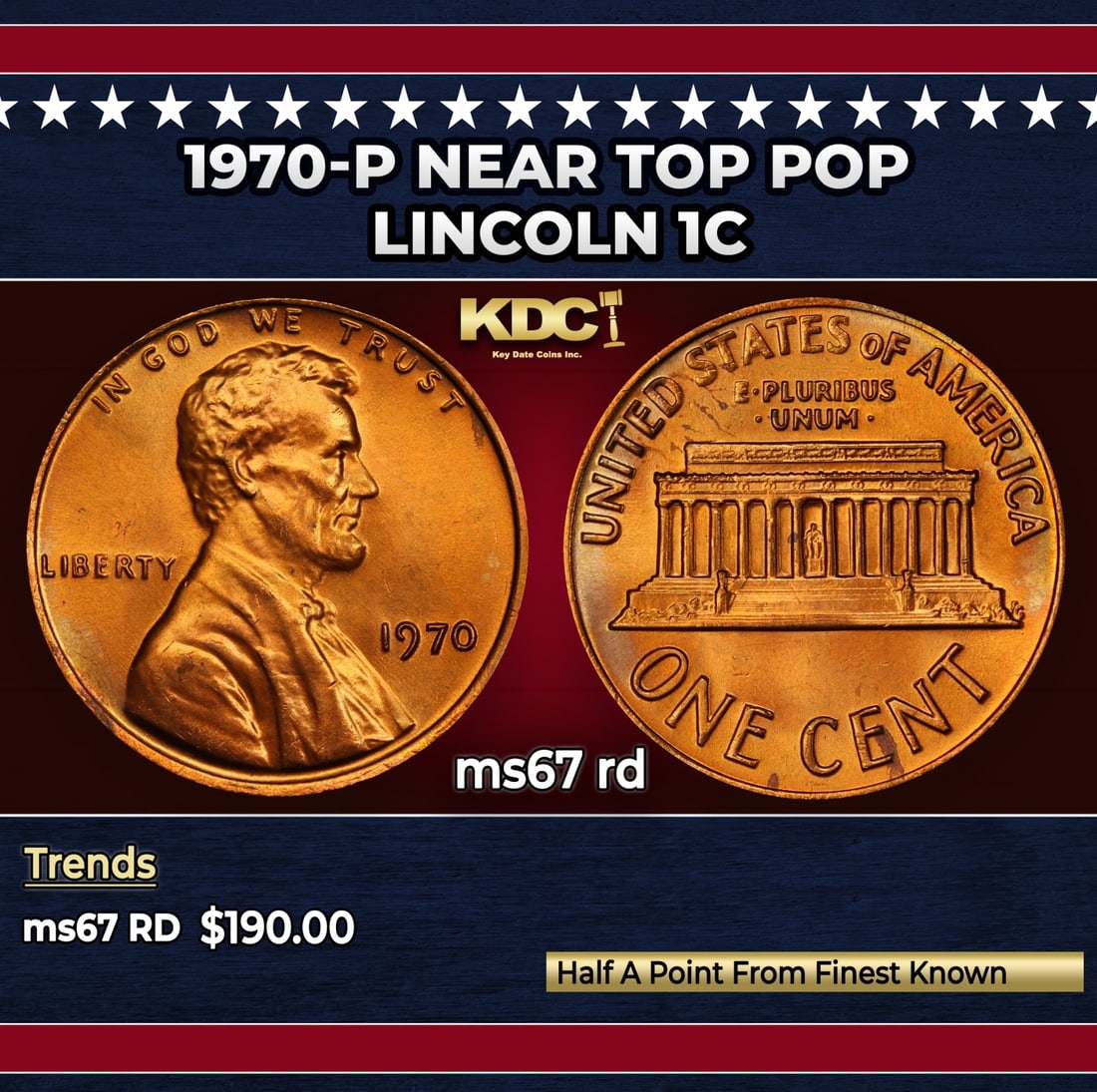 1970-p Lincoln Cent Near Top Pop 1c ms67 rd SEGS (1 of 3)