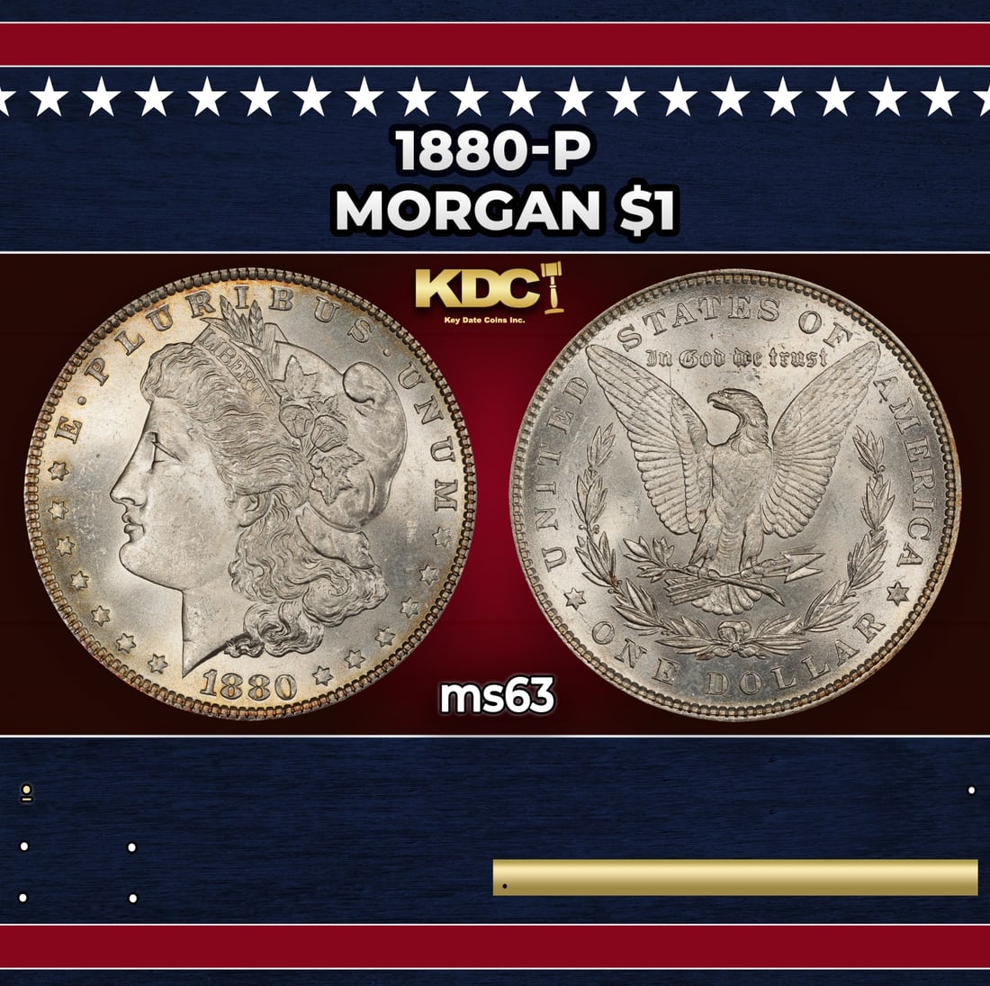 1880-p Morgan Dollar $1 Grades ms63 (1 of 3)
