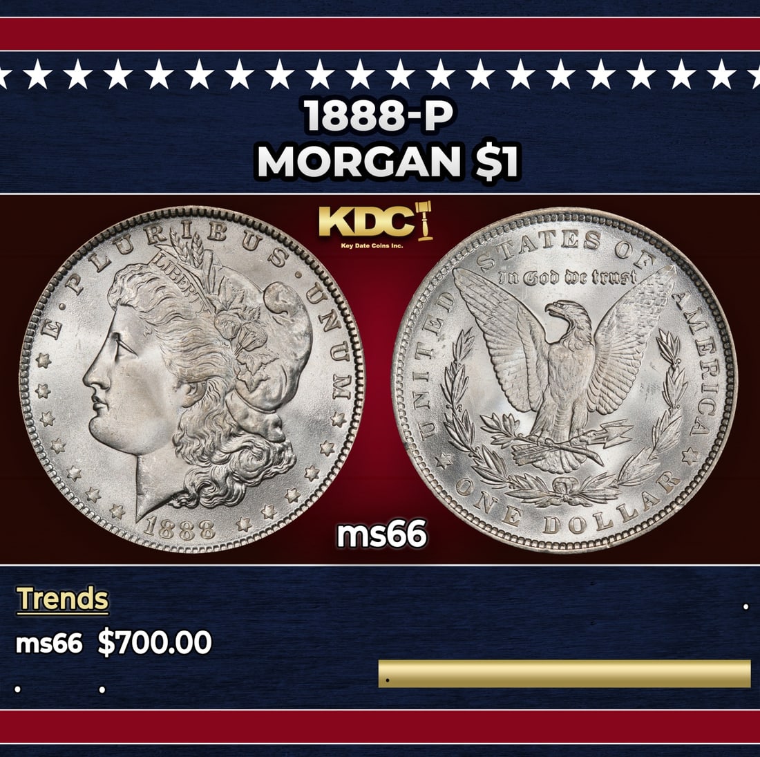 1888-p Morgan Dollar $1 Grades ms66: 1888-p Morgan Dollar $1 Grades ms66.