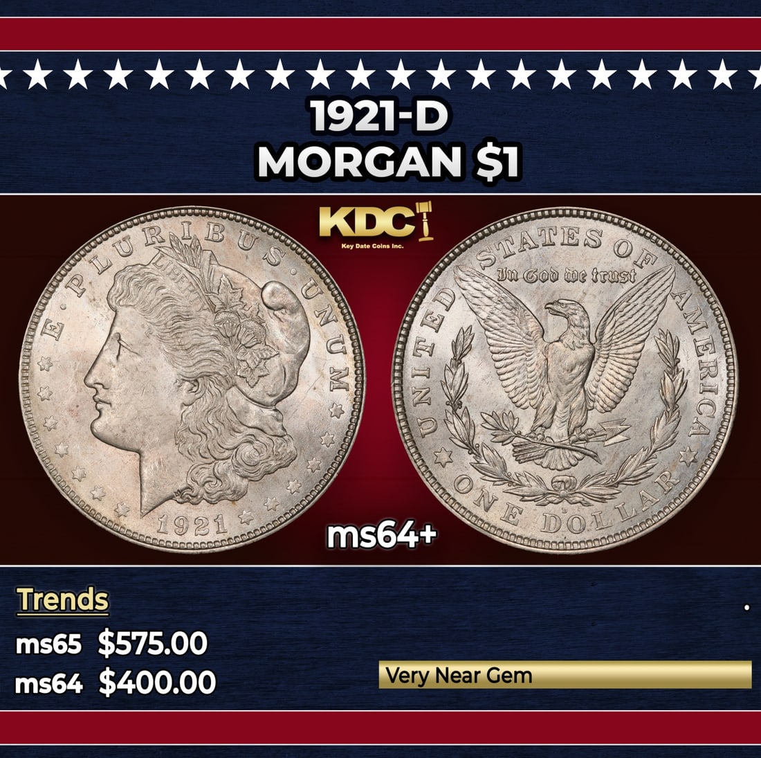 1921-d Morgan Dollar $1 Grades ms64+: 1921-d Morgan Dollar $1 Grades ms64+.