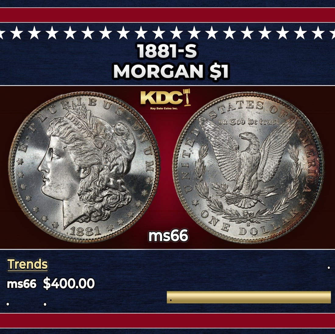1881-s Morgan Dollar $1 Grades ms66: 1881-s Morgan Dollar $1 Grades ms66.