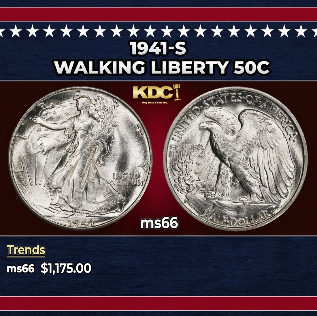 1941-s Walking Liberty Half Dollar 50c ms66 SEGS (1 of 3)