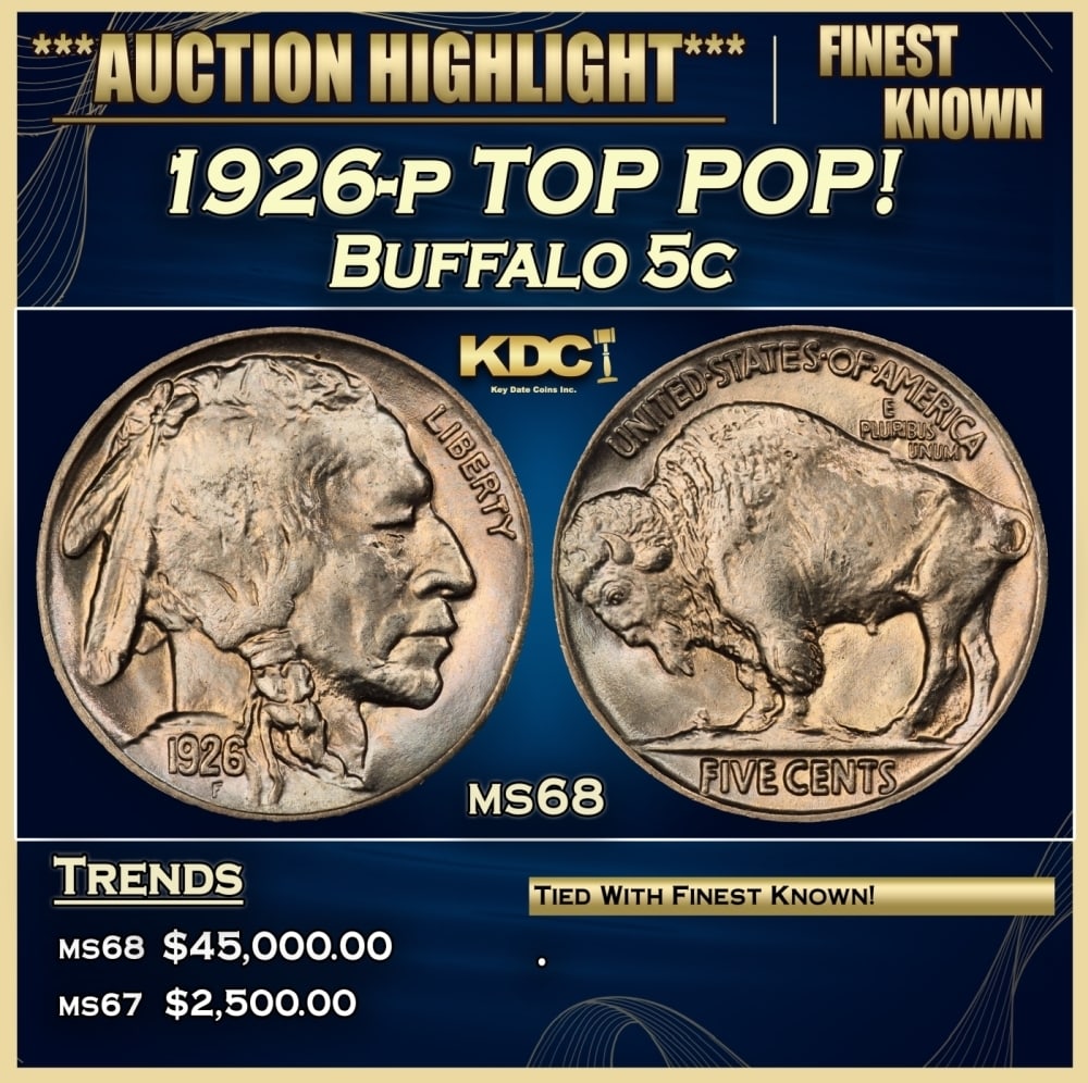 1926-p Buffalo Nickel TOP POP! 5c ms68 SEGS: 1926-p TOP POP! Buffalo Nickel 5c ms68 SEGS. 0