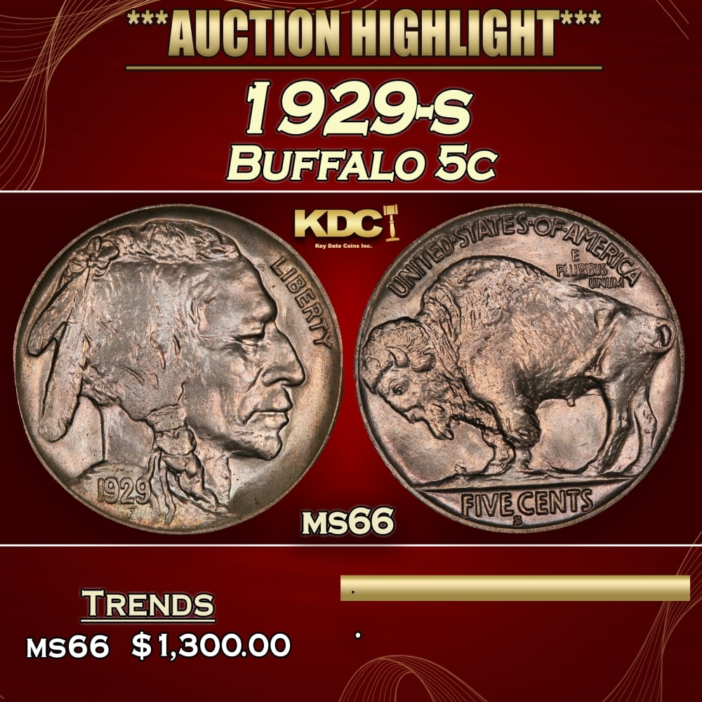 1929-s Buffalo Nickel 5c ms66 SEGS: 1929-s Buffalo Nickel 5c ms66 SEGS. 0